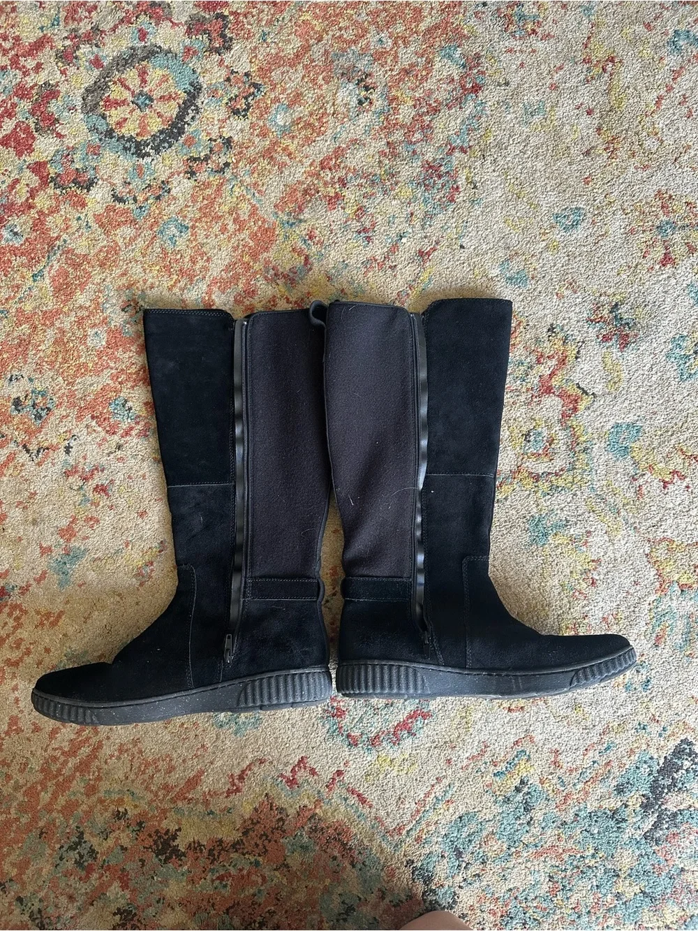 Clarks Collection Suede & Fabric Tall Shaft Boots Caroline Style Black 11